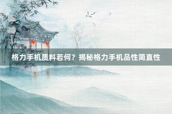 格力手机质料若何？揭秘格力手机品性简直性