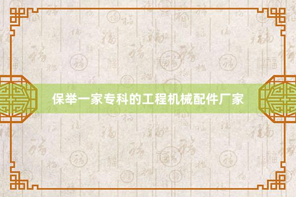 保举一家专科的工程机械配件厂家